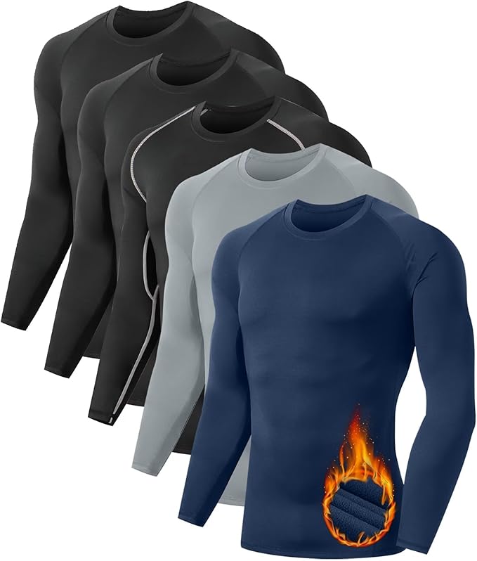 Men's Thermal Compression Shirt Fleece Lined Athletic Base Layer